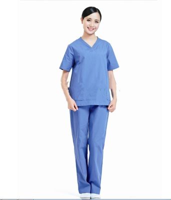 Weiß Blau Krankenhaus Krankenschwester Uniform Stoff Baumwolle Polyester Krankenschwester Stoff 100*52 Dichte