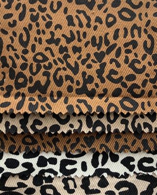 Home Textil 4 Way Stretch Denim Stoff mit Leopard Druck Wettbewerbsfähig 57/58 &quot;Breite